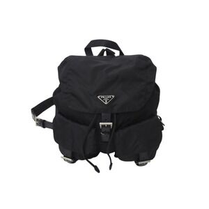 PRADA Backpack Daypack Triangle Logo Khaki Green